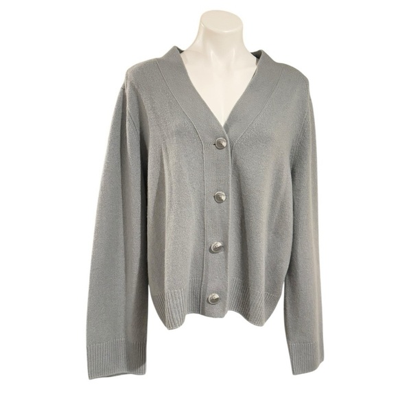 VINCE Cashmere Shrunken Button Cardigan Sweater Seastone Size XXXL NEW - Picture 4 of 8